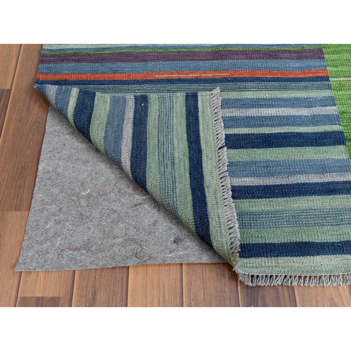 8'3" x 10'1" New Hand Woven Green Wool Rectangle Oriental Rug - MOA10260093