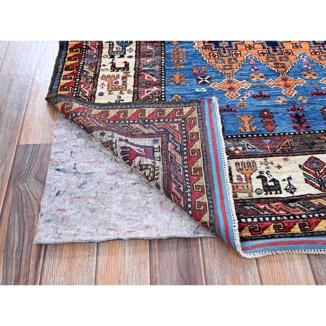 3'11" x 6'4" New Hand Knotted Blue Wool Rectangle Oriental Rug - MOA102600