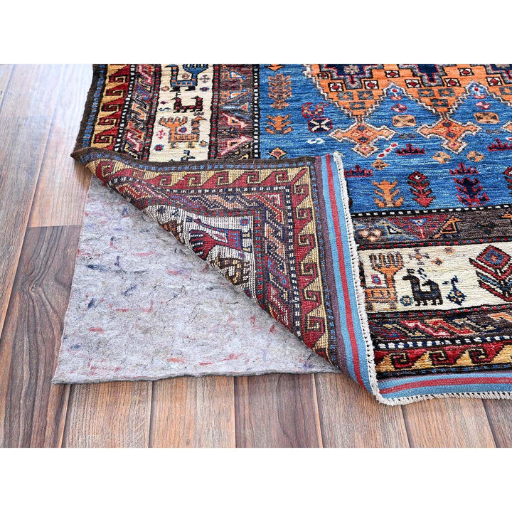 3'11" x 6'4" New Hand Knotted Blue Wool Rectangle Oriental Rug - MOA102600