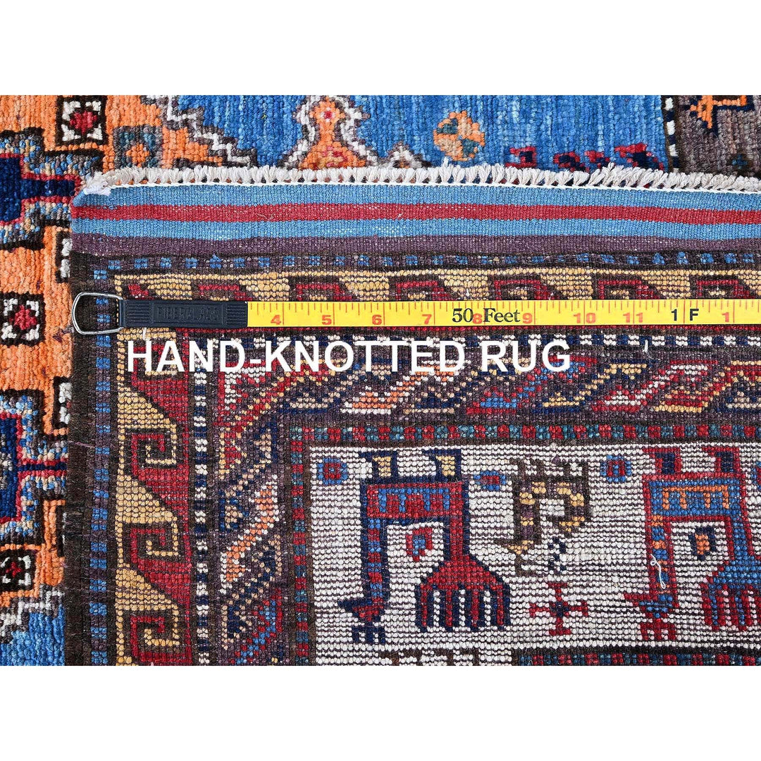 3'11" x 6'4" New Hand Knotted Blue Wool Rectangle Oriental Rug - MOA102600