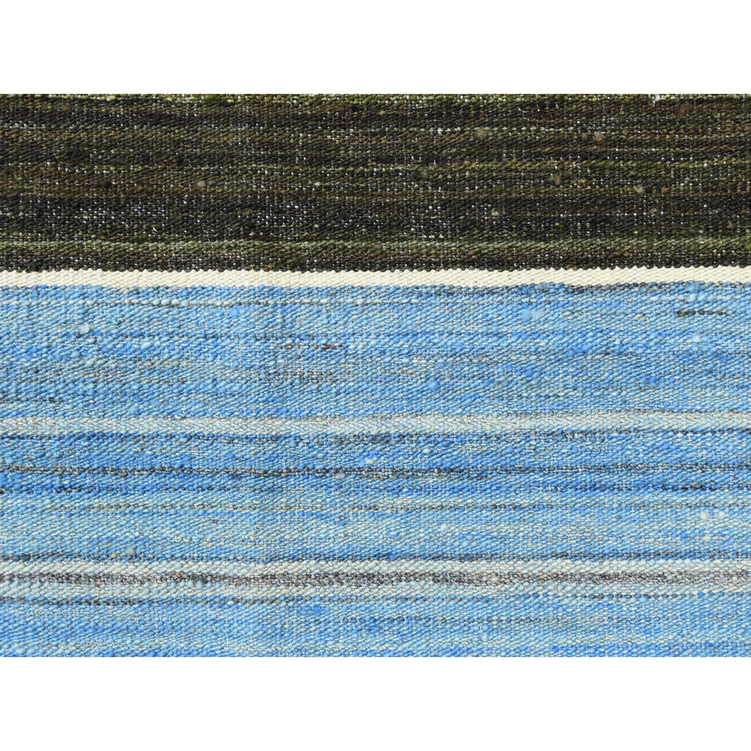 6'3" x 8'9" New Hand Woven Blue Wool Rectangle Oriental Rug - MOA10260103