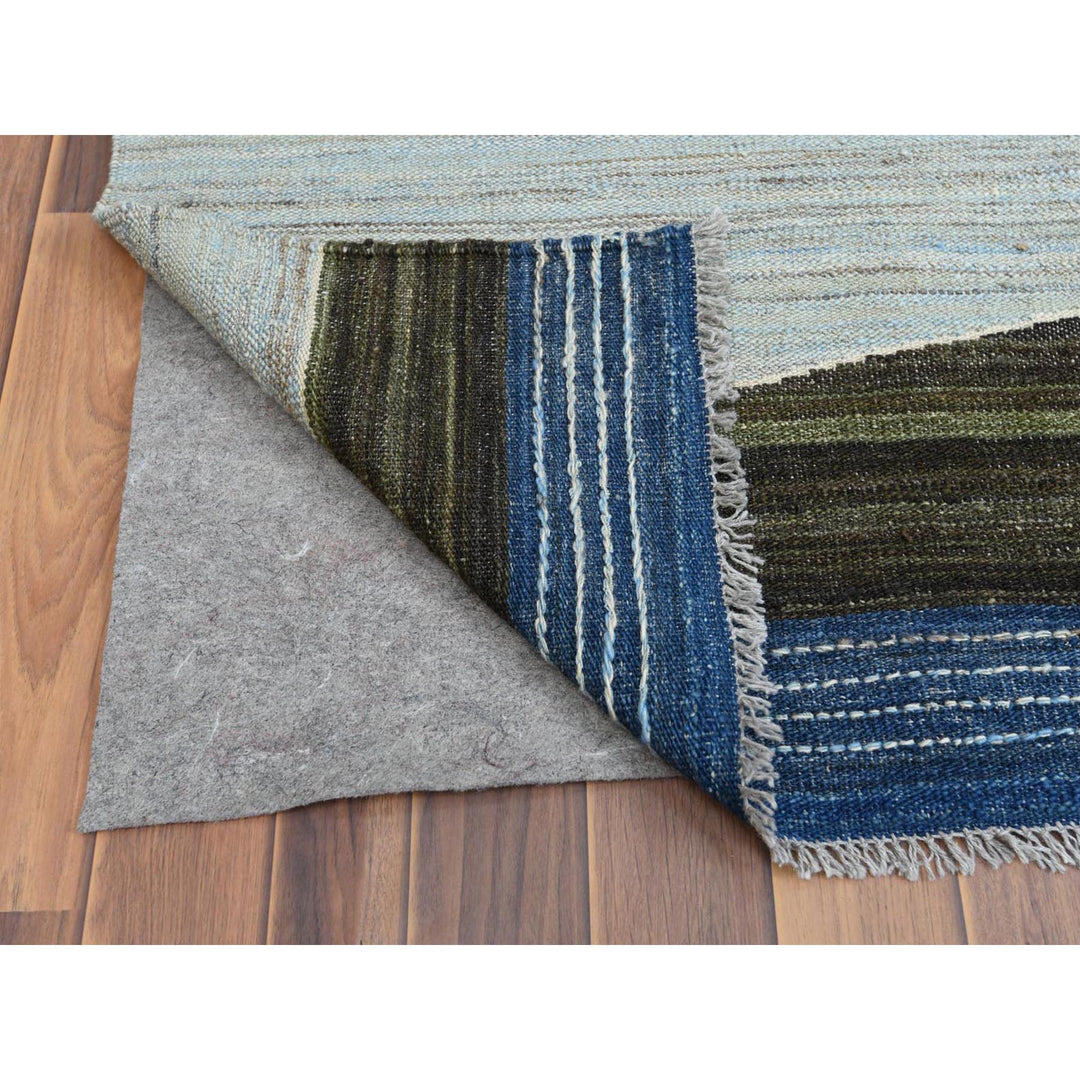 12'5" x 15'0" New Hand Woven Blue Wool Rectangle Oriental Rug - MOA10260105