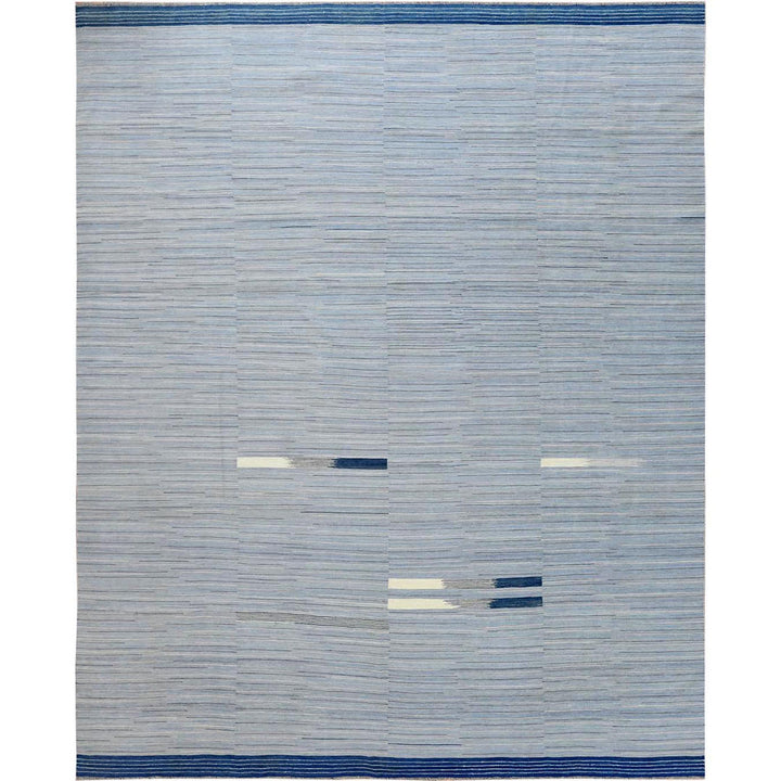 12'1" x 15'0" New Hand Woven Blue Wool Rectangle Oriental Rug - MOA10260107