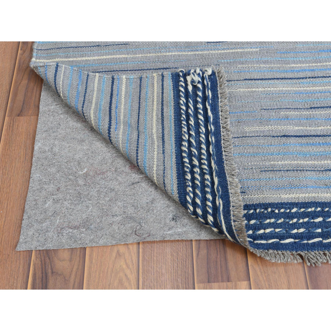 9'6" x 12'0" New Hand Woven Blue Wool Rectangle Oriental Rug - MOA10260113