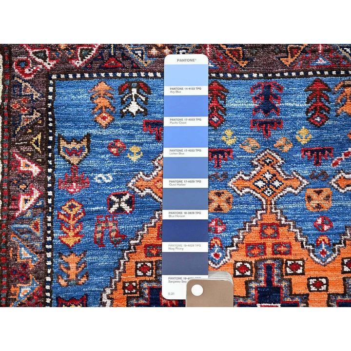 4'2" x 6'1" New Hand Knotted Blue Wool Rectangle Oriental Rug - MOA102601
