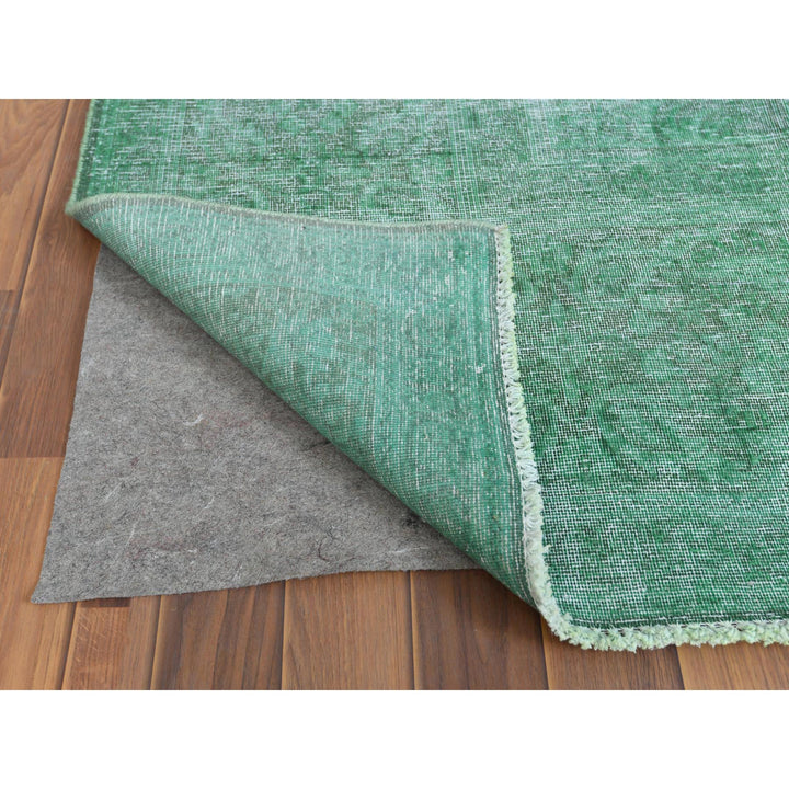 9'7" x 12'5" Vintage Hand Knotted Green Cotton Rectangle Oriental Rug - MOA10260305