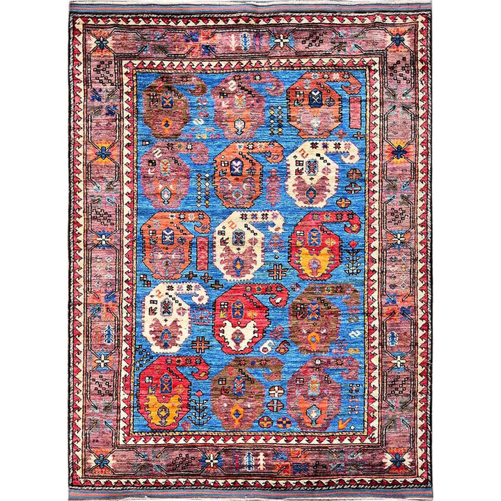 4'4" x 5'9" New Hand Knotted Blue Wool Rectangle Oriental Rug - MOA102604