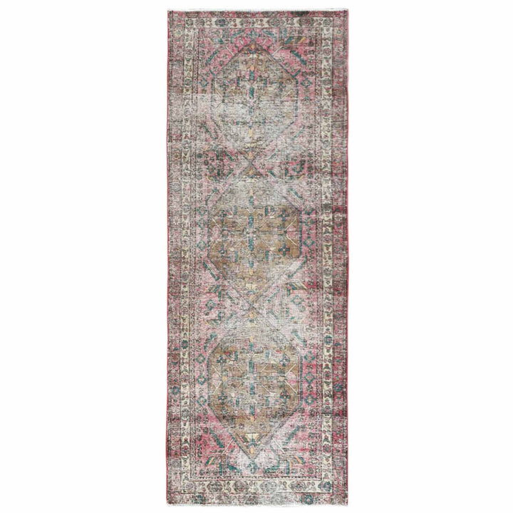 3'10" x 10'3" Vintage Hand Knotted Red Cotton Runner Oriental Rug - MOA10260505