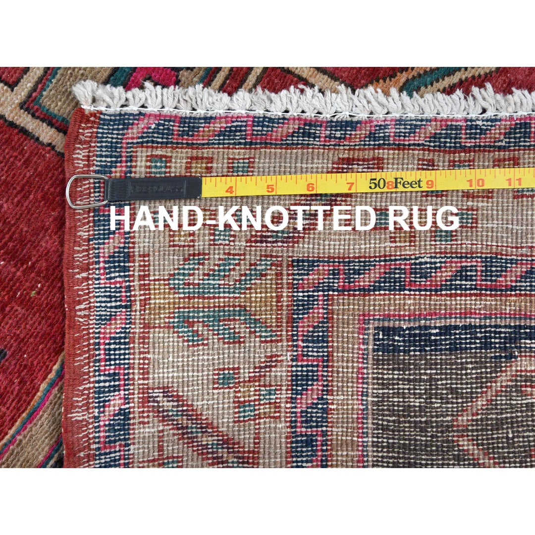 3'9" x 10'9" Vintage Hand Knotted Red Cotton Runner Oriental Rug - MOA10260510