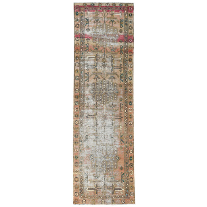 3'4" x 10'8" Vintage Hand Knotted Brown Wool Runner Oriental Rug - MOA10260514