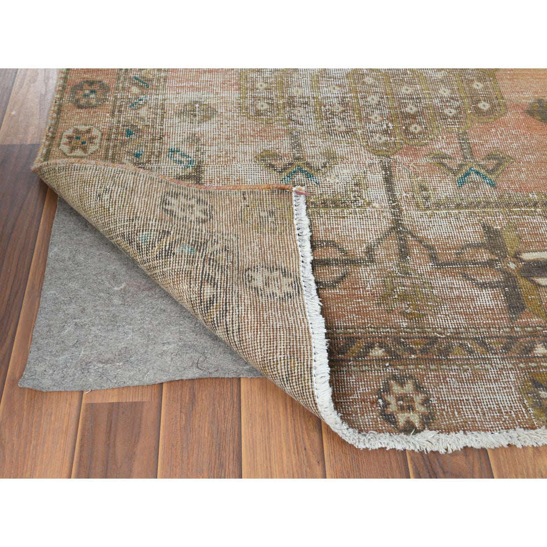 3'4" x 10'8" Vintage Hand Knotted Brown Wool Runner Oriental Rug - MOA10260514