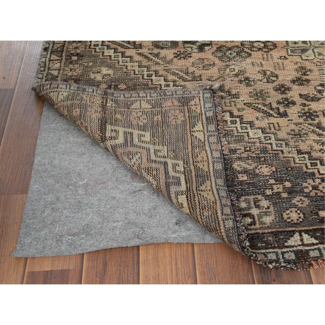 4'4" x 7'5" Vintage Hand Knotted Brown Wool Rectangle Oriental Rug - MOA10260551