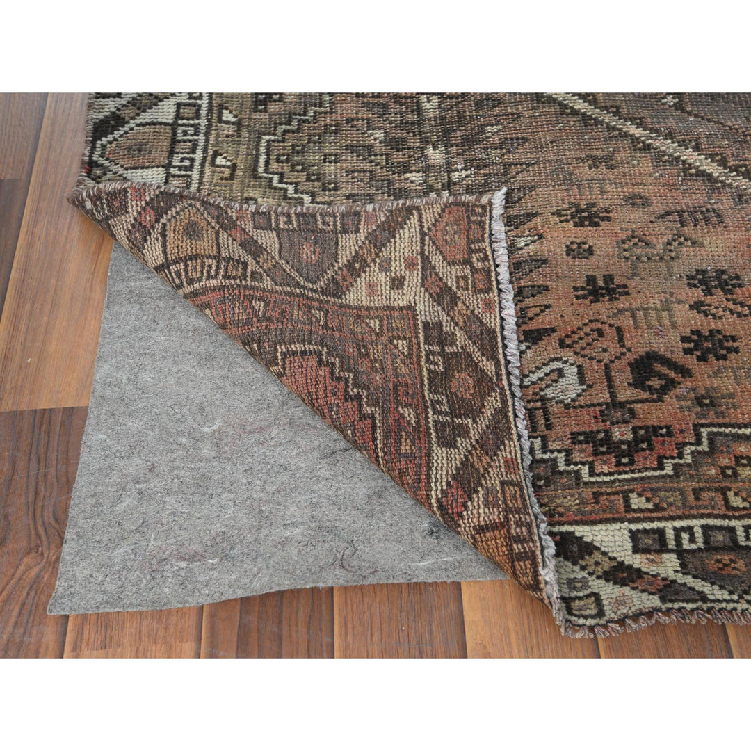 4'8" x 7'7" Vintage Hand Knotted Brown Wool Rectangle Oriental Rug - MOA10260575