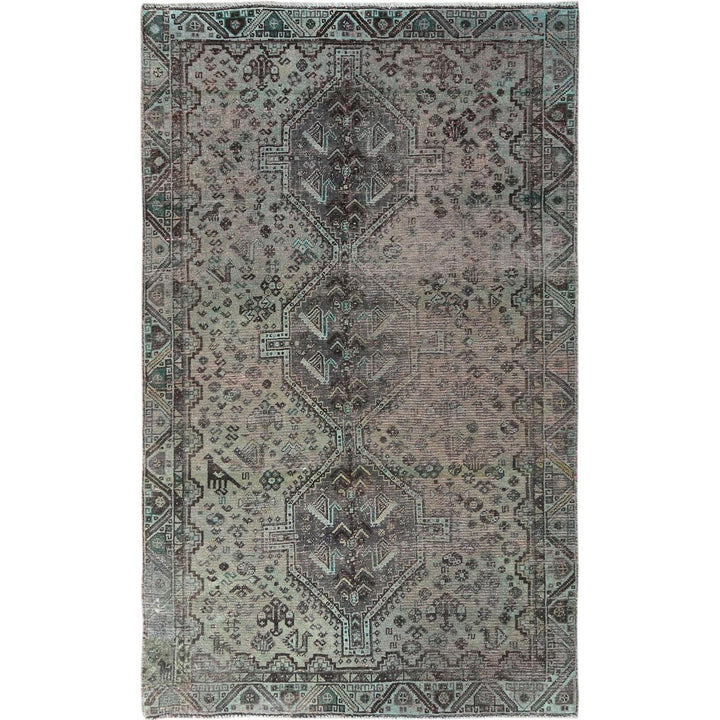 5'0" x 8'0" Vintage Hand Knotted Grey Wool Rectangle Oriental Rug - MOA10260599