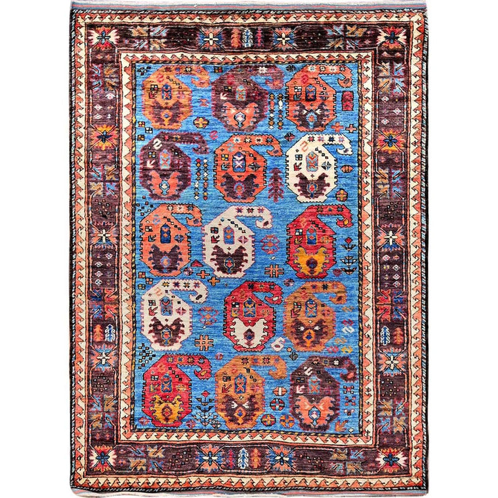 4'5" x 5'10" New Hand Knotted Blue Wool Rectangle Oriental Rug - MOA102605
