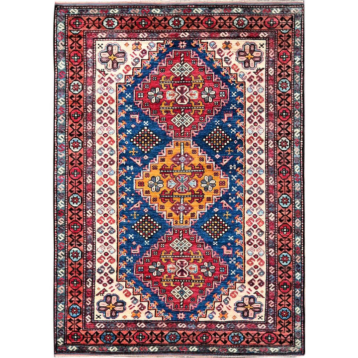 4'1" x 5'9" New Hand Knotted Blue Wool Rectangle Oriental Rug - MOA102606