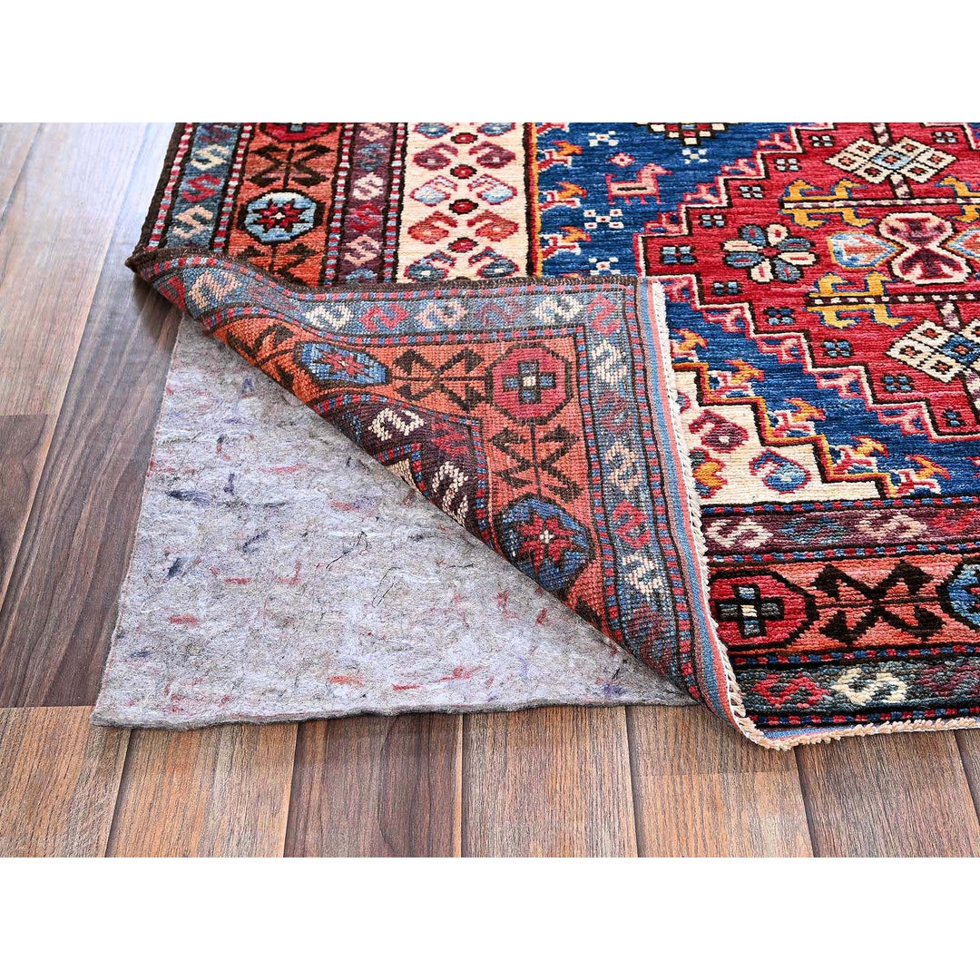 4'1" x 5'9" New Hand Knotted Blue Wool Rectangle Oriental Rug - MOA102606