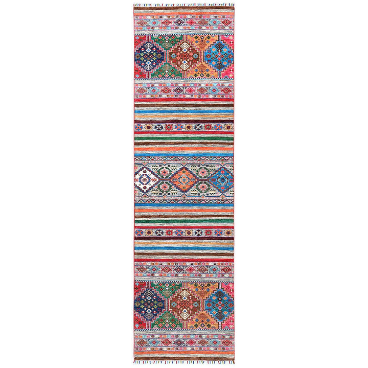 2'9" x 9'8" New Hand Knotted Multicolored Wool Runner Oriental Rug - MOA10260842