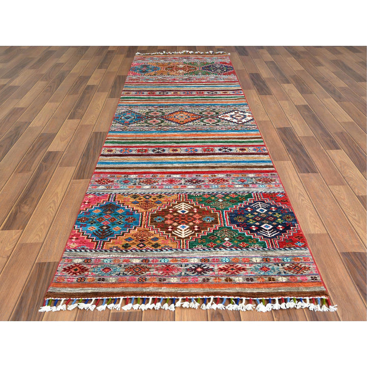 2'9" x 9'8" New Hand Knotted Multicolored Wool Runner Oriental Rug - MOA10260842