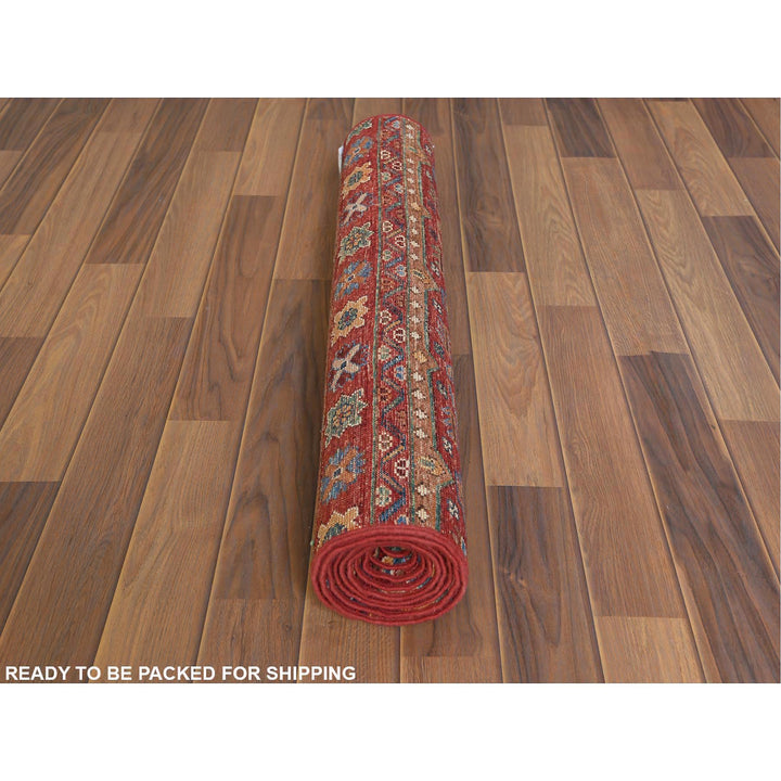 2'8" x 8'1" New Hand Knotted Red Wool Runner Oriental Rug - MOA10260847