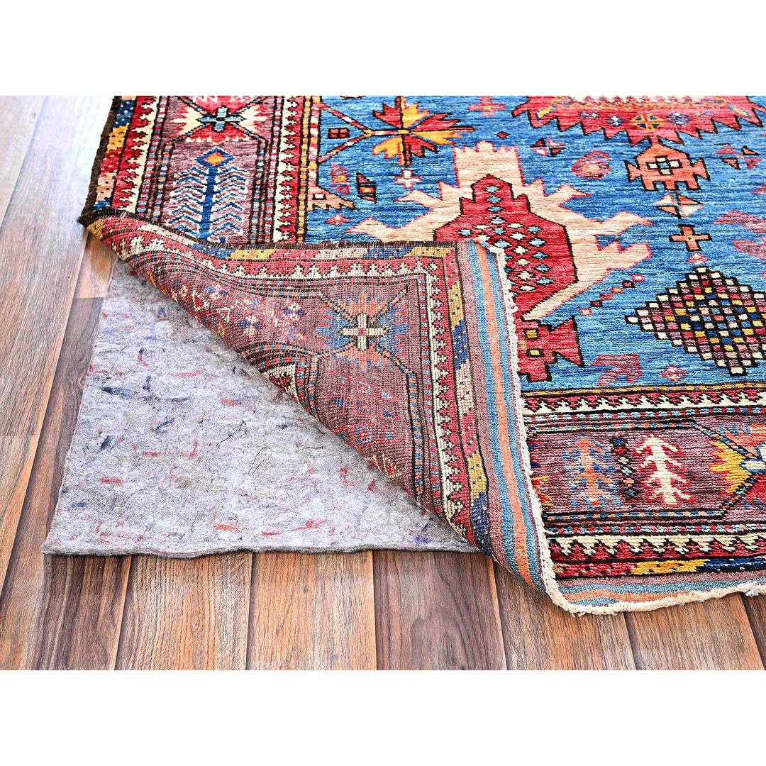 4'3" x 5'7" New Hand Knotted Blue Wool Rectangle Oriental Rug - MOA102608