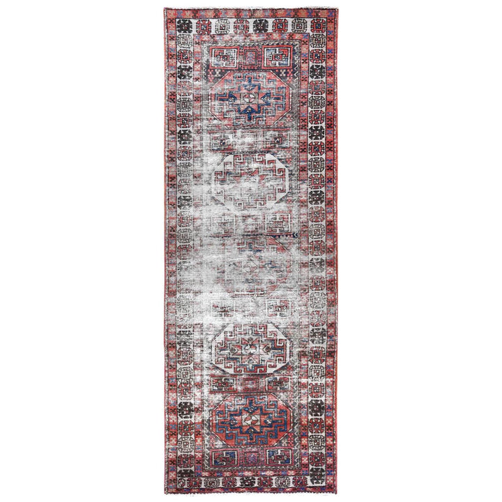 3'2" x 9'5" Vintage Hand Knotted Red Cotton Runner Oriental Rug - MOA10260946