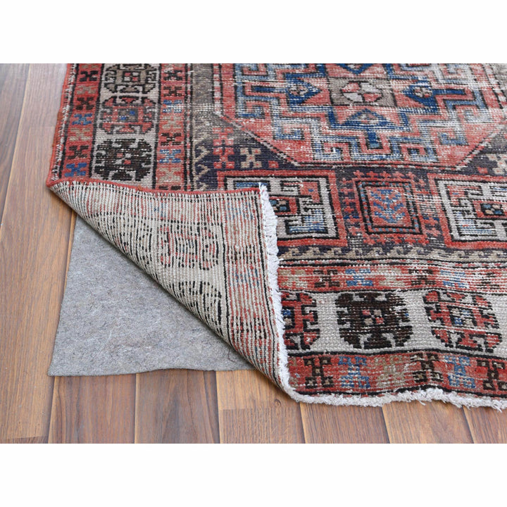 3'2" x 9'5" Vintage Hand Knotted Red Cotton Runner Oriental Rug - MOA10260946