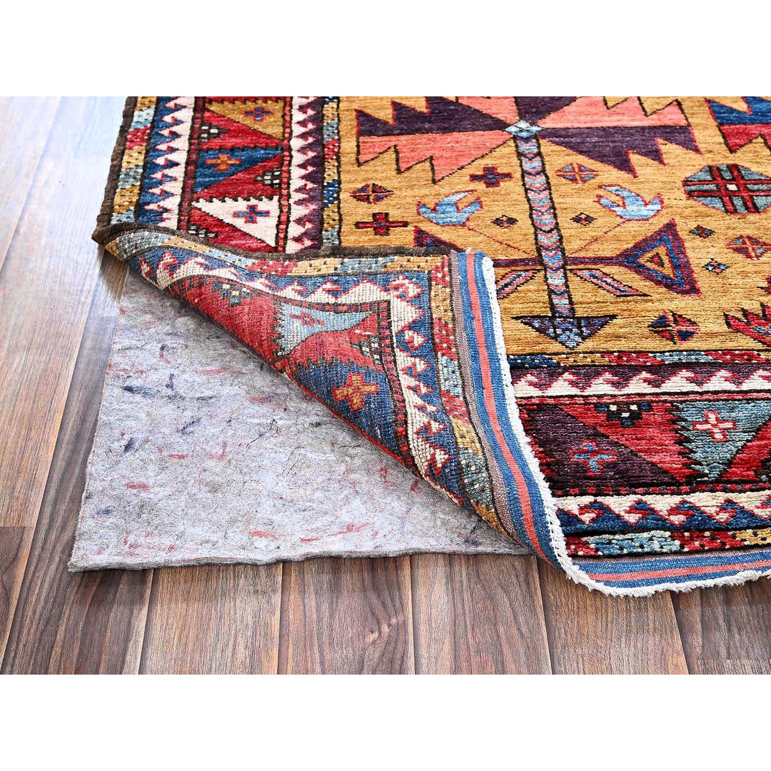 4'6" x 5'2" New Hand Knotted Yellow Wool Rectangle Oriental Rug - MOA102609