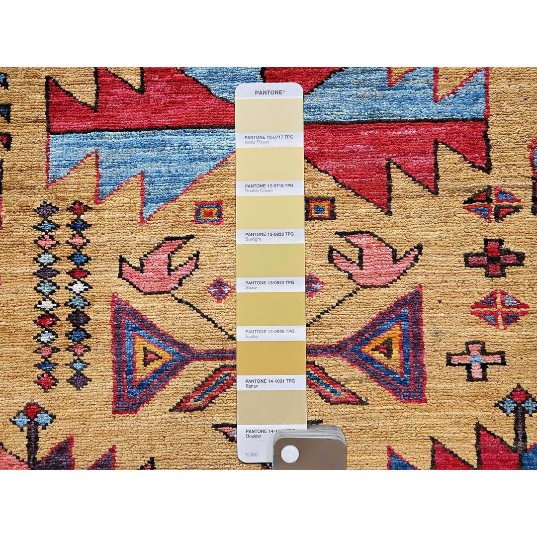 4'6" x 5'2" New Hand Knotted Yellow Wool Rectangle Oriental Rug - MOA102609