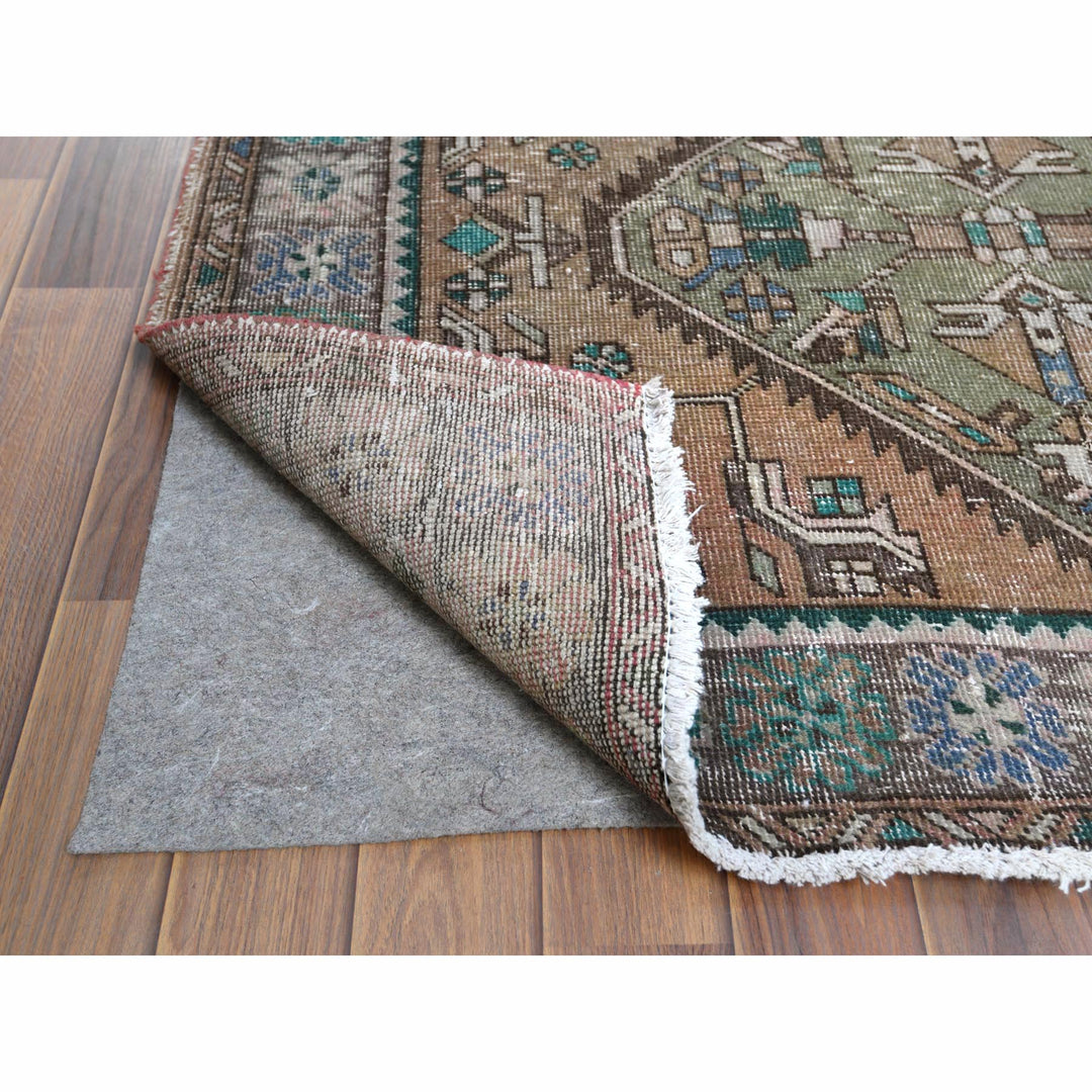 3'1" x 10'9" Vintage Hand Knotted Brown Cotton Runner Oriental Rug - MOA10261001