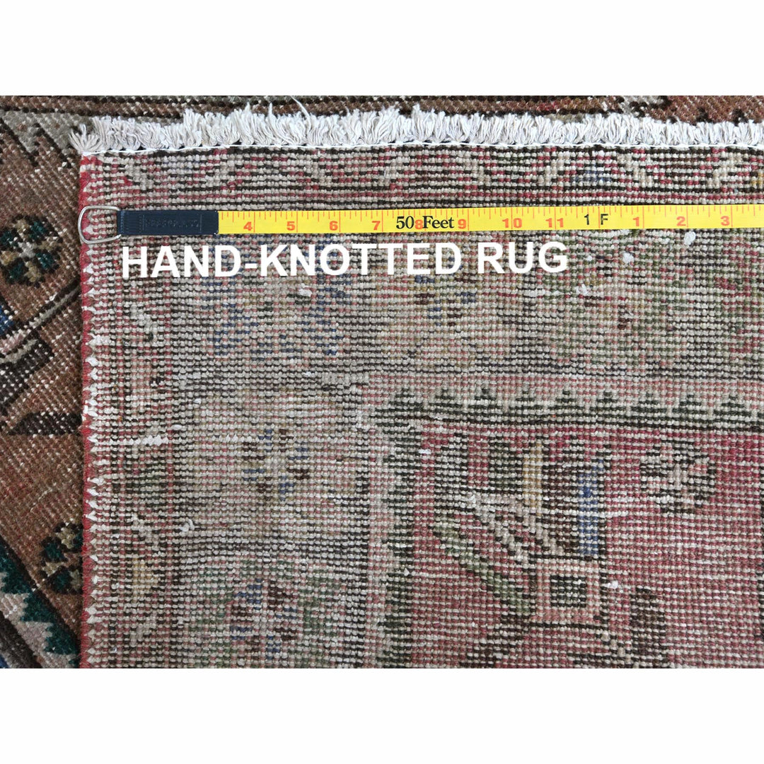 3'1" x 10'9" Vintage Hand Knotted Brown Cotton Runner Oriental Rug - MOA10261001