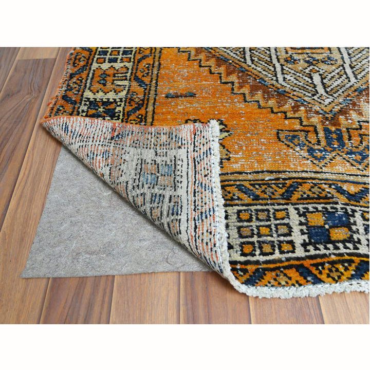 3'6" x 9'8" Vintage Hand Knotted Yellow Cotton Runner Oriental Rug - MOA10261011