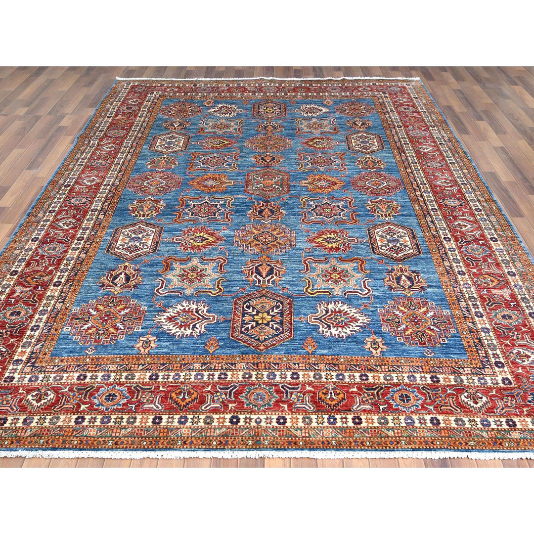 9'2" x 11'10" New Hand Knotted Blue Wool Rectangle Oriental Rug - MOA10261147