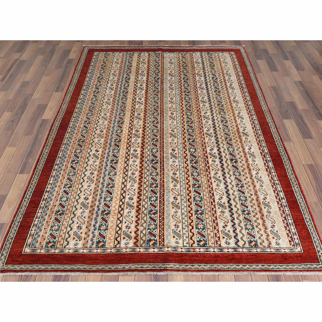 6'5" x 9'1" New Hand Knotted Brown Wool Rectangle Oriental Rug - MOA10261158