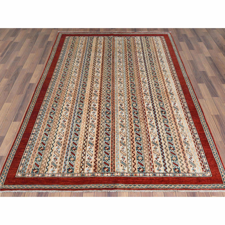 6'5" x 9'1" New Hand Knotted Brown Wool Rectangle Oriental Rug - MOA10261158