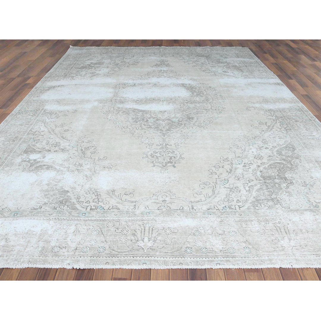 9'8" x 12'6" Vintage Hand Knotted Ivory Cotton Rectangle Oriental Rug - MOA10261216