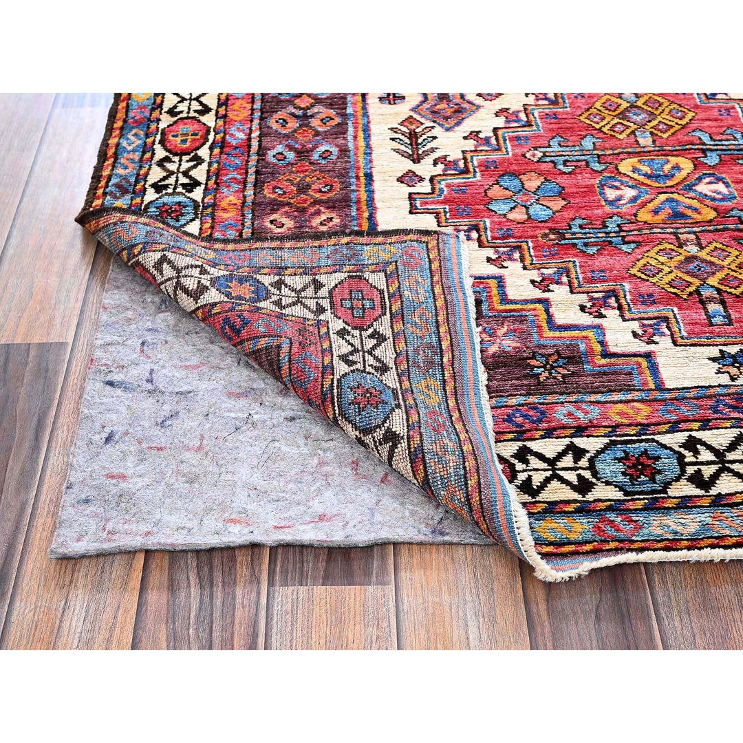 4'2" x 5'11" New Hand Knotted Ivory Wool Rectangle Oriental Rug - MOA102612