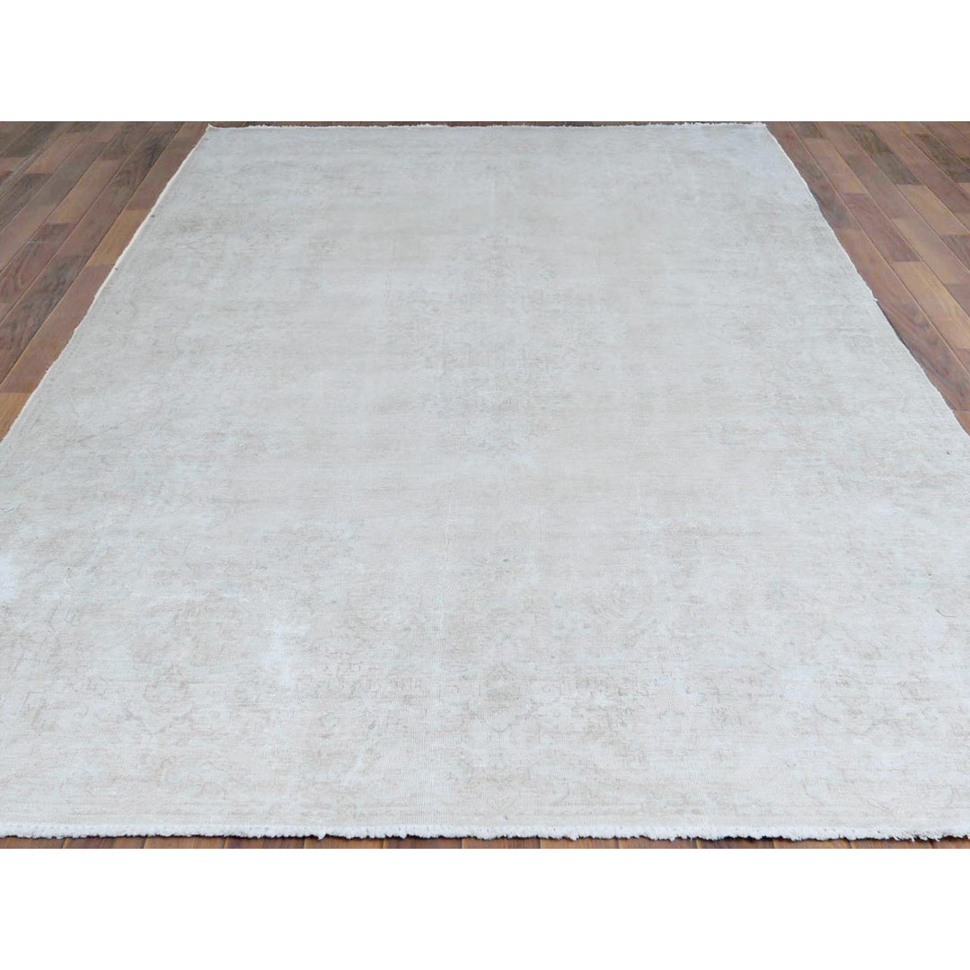 5'10" x 10'1" Vintage Hand Knotted Ivory Cotton Rectangle Oriental Rug - MOA10261340