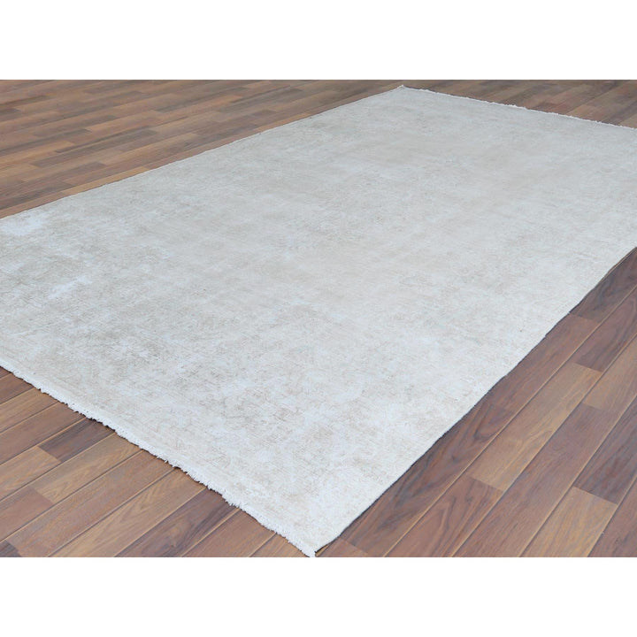 5'10" x 10'1" Vintage Hand Knotted Ivory Cotton Rectangle Oriental Rug - MOA10261340