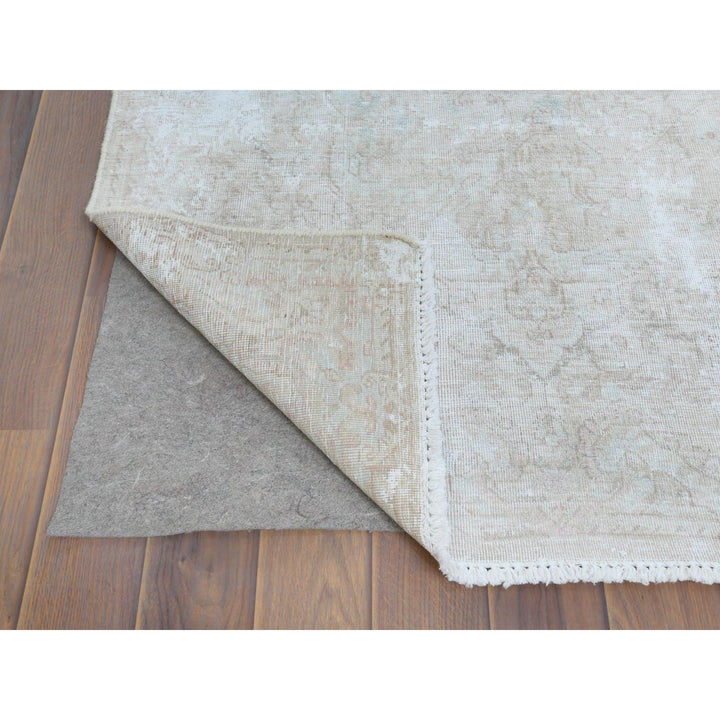 5'10" x 10'1" Vintage Hand Knotted Ivory Cotton Rectangle Oriental Rug - MOA10261340