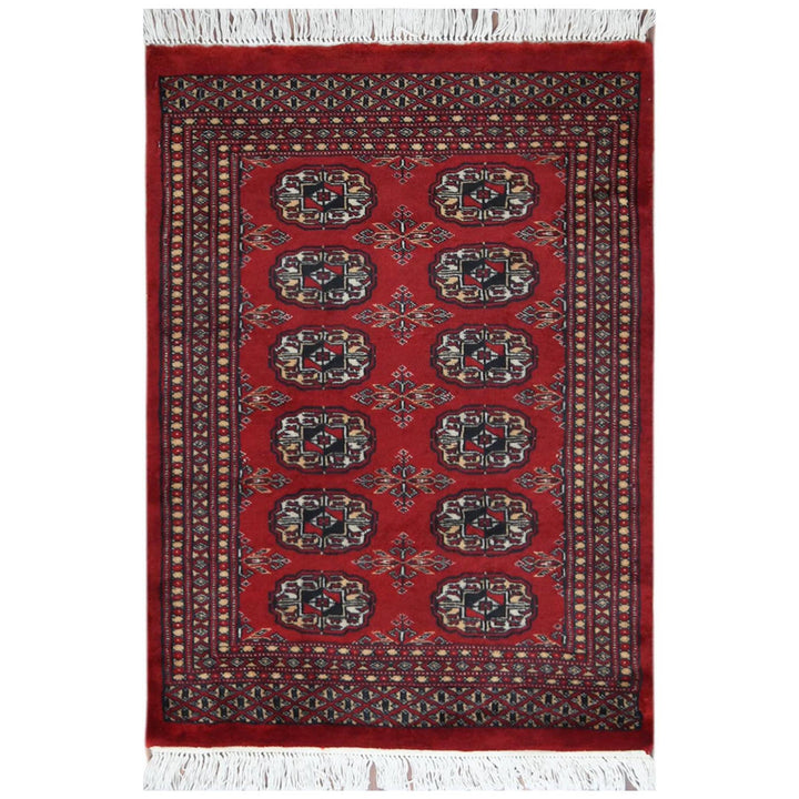 2'1" x 2'10" New Hand Knotted Red Wool Rectangle Oriental Rug - MOA10261374