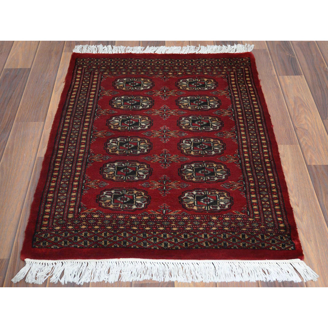 2'1" x 2'10" New Hand Knotted Red Wool Rectangle Oriental Rug - MOA10261374