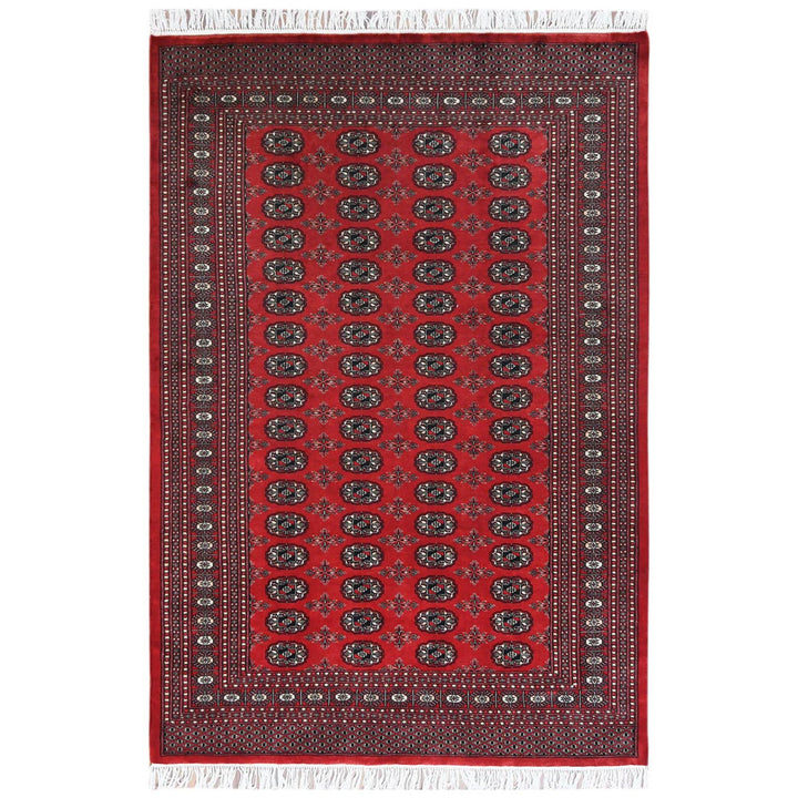 5'1" x 7'6" New Hand Knotted Red Wool Rectangle Oriental Rug - MOA10261379