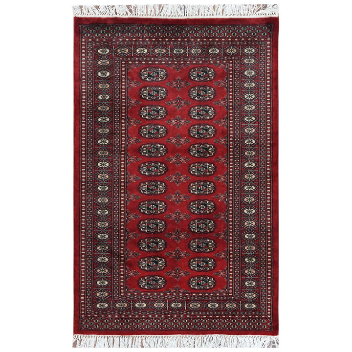 3'1" x 4'10" New Hand Knotted Red Wool Rectangle Oriental Rug - MOA10261382