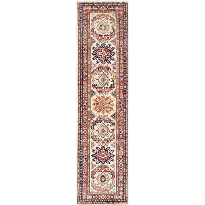 2'7" x 10'0" New Hand Knotted Ivory Wool Runner Oriental Rug - MOA10261450