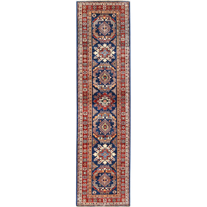 2'10" x 11'0" New Hand Knotted Blue Wool Runner Oriental Rug - MOA10261452