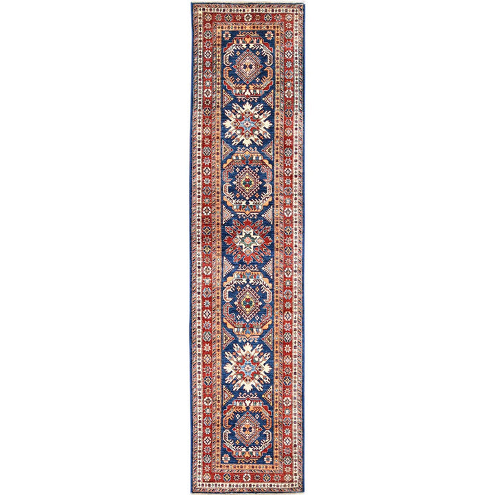 2'6" x 11'0" New Hand Knotted Blue Wool Runner Oriental Rug - MOA10261456