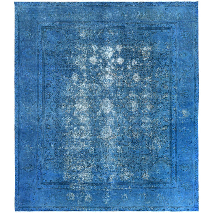 9'8" x 10'10" Vintage Hand Knotted Blue Cotton Rectangle Oriental Rug - MOA10261487