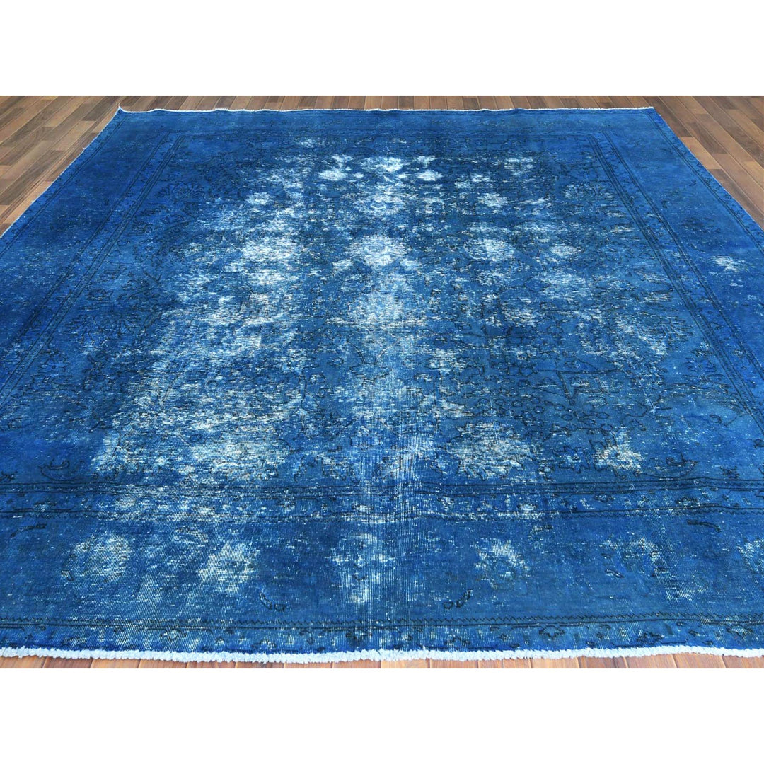 9'8" x 10'10" Vintage Hand Knotted Blue Cotton Rectangle Oriental Rug - MOA10261487