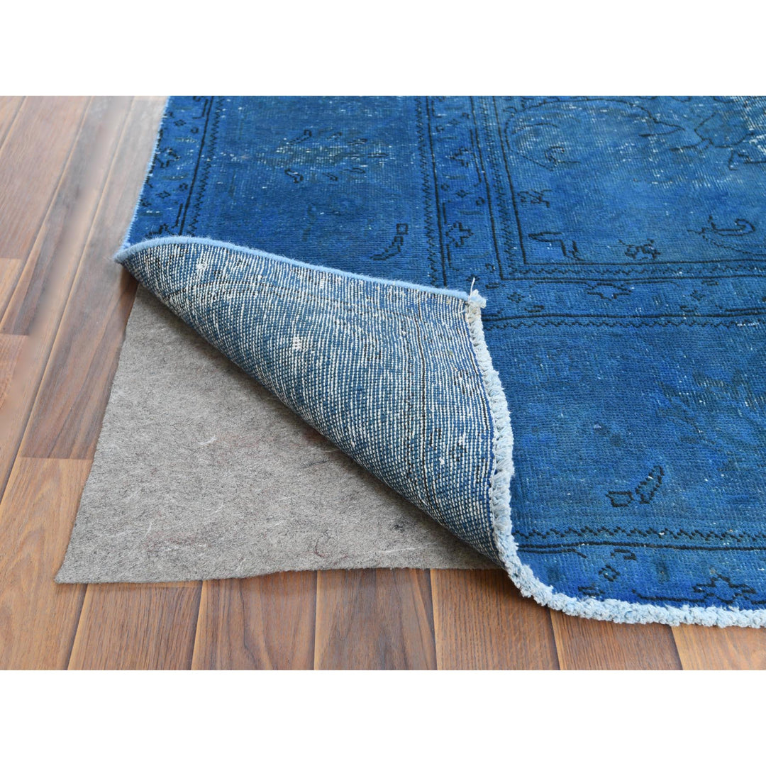 9'8" x 10'10" Vintage Hand Knotted Blue Cotton Rectangle Oriental Rug - MOA10261487